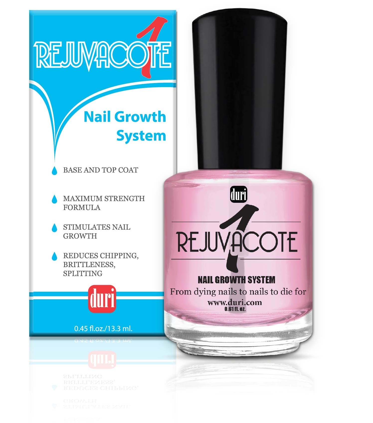 Rejuvacote 1 Original Maximum Strength Nail Growth System + Miracote Quick Dry Through Top Coat