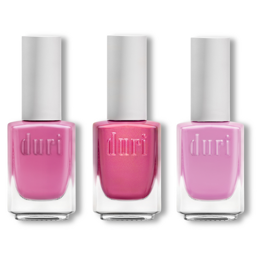 [shopify--color-pattern] Manicure Kits - One Of Each Pink, Trio Nail Polish Set - Duri Cosmetics -[shopify--product-benefits]