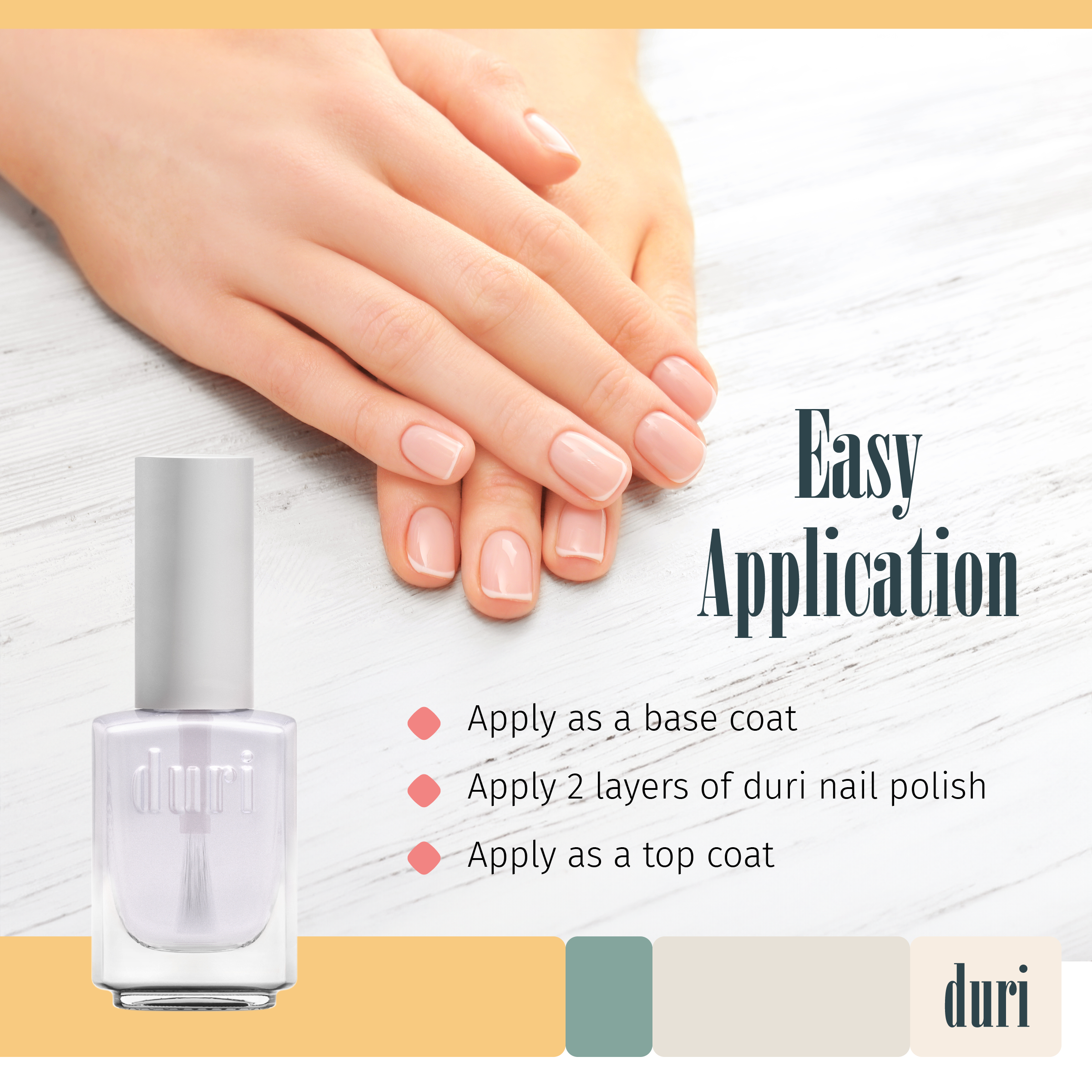 Nail Care Clear Base Top Coat Duri Cosmetics - Main Image