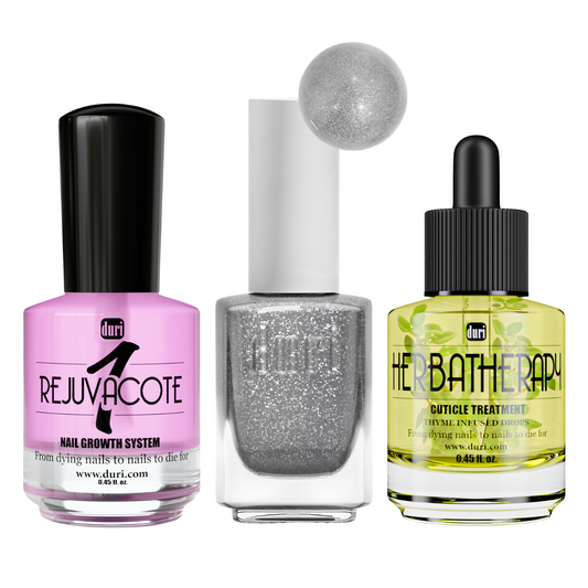 [shopify--color-pattern] Manicure Kits - Silver Holiday Polish & Nail Strengthening Travel Set - Duri Cosmetics -[shopify--product-benefits]