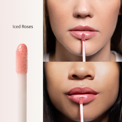 Lip Plumper - Lush Lips Plumping Gloss, Iced Roses,  Moisturizing Non-Stick Lip Gloss - Duri Cosmetics - long lasting, sustainably made in small batches, made in USA
