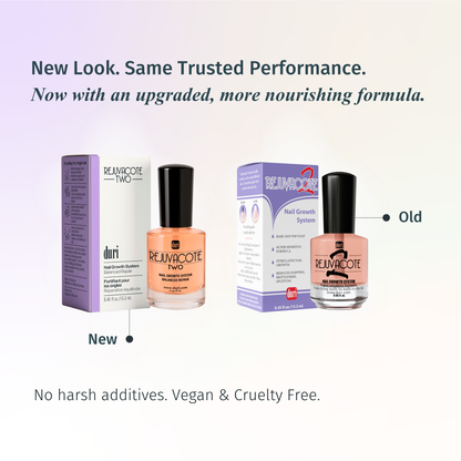 Nail Growth Treatment Polish Top and Base Coat Rejuvacote 2 Nail Growth System, Super sensitive formula, Base and Top Coat - long lasting, sustainably made, made in USA, nail growth, natural nails, trending manicure, nail trend