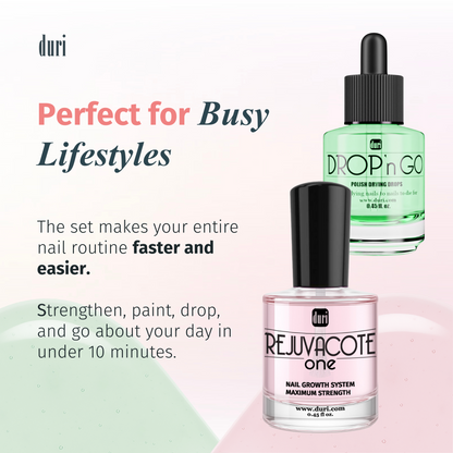 Nail Care - Rejuvacote 1 Original Maximum Strength Nail Growth System + Drop'n Go Quick Drying Drops - Duri Cosmetics - long lasting, sustainably made in small batches, made in USA