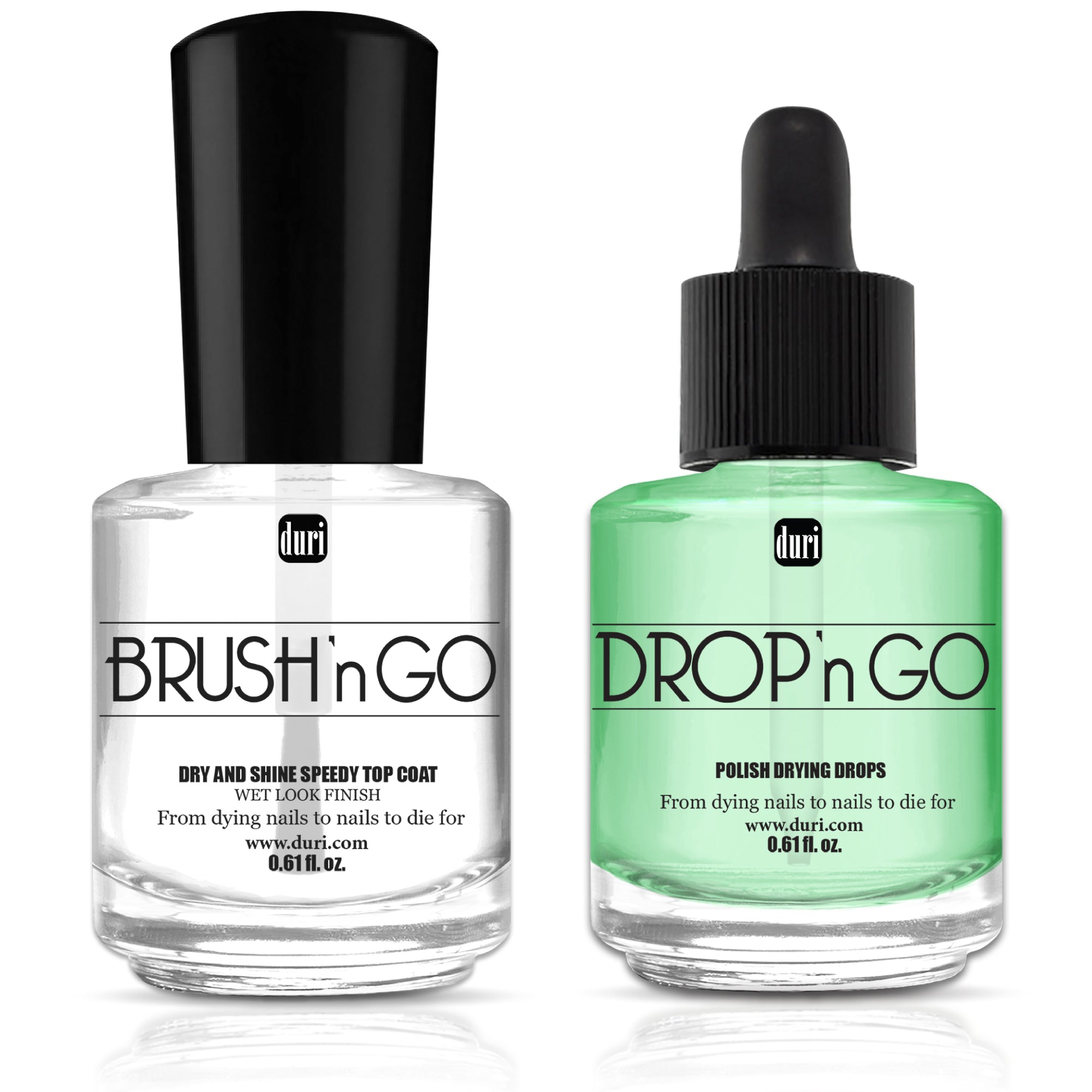 Brush’n GO Dry & Shine Speedy Top Coat + Drop'n Go Polish Drying Drops, 0.61 fl.oz. each
