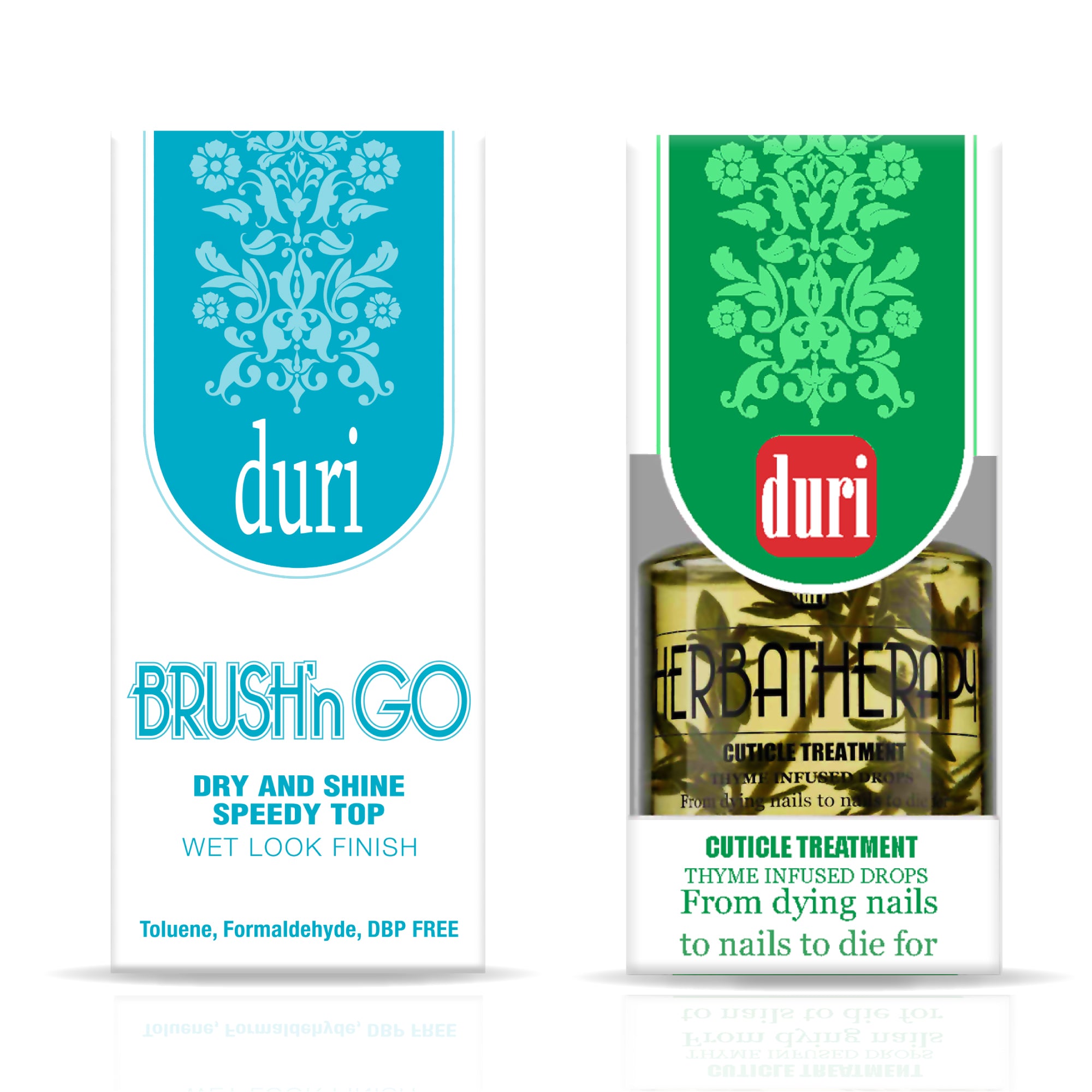 Brush’n GO Dry & Shine Speedy Top Coat + Herbatherapy Thyme Infused Cuticle Treatment Drops, 0.61 fl.oz. each