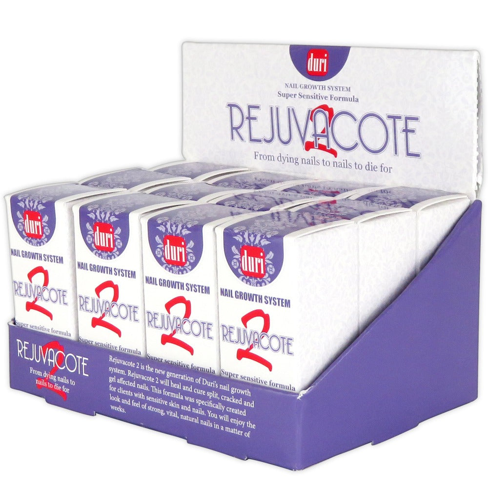 Rejuvacote 2 Nail Growth System, Super sensitive formula, Base and Top Coat, 12 Piece Display