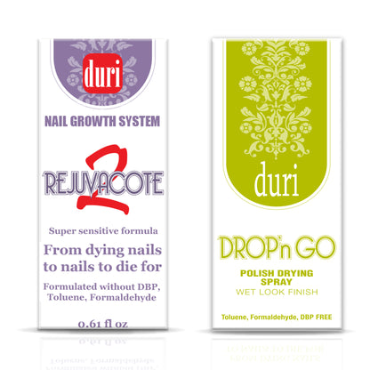 [shopify--color-pattern] Nail Care - Rejuvacote 2 Nail Growth Base & Top Coat Nail Polish System + Drop'n Go Polish Drying Drops - Duri Cosmetics -[shopify--product-benefits]
