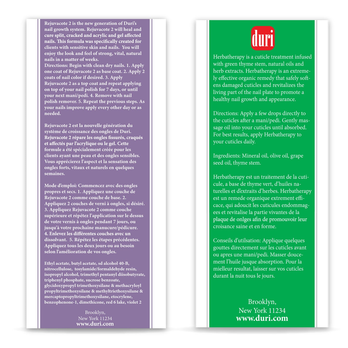 [shopify--color-pattern] Nail Care - Rejuvacote 2 Nail Growth Base & Top Coat Nail Polish System + Herbatherapy Cuticle Treatment Drops - Duri Cosmetics -[shopify--product-benefits]