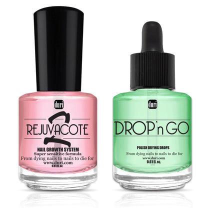 [shopify--color-pattern] Nail Care - Rejuvacote 2 Nail Growth Base & Top Coat Nail Polish System + Drop'n Go Polish Drying Drops - Duri Cosmetics -[shopify--product-benefits]