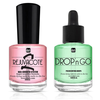Rejuvacote 2 Nail Growth Base & Top Coat Nail Polish System + Drop'n Go Polish Drying Drops
